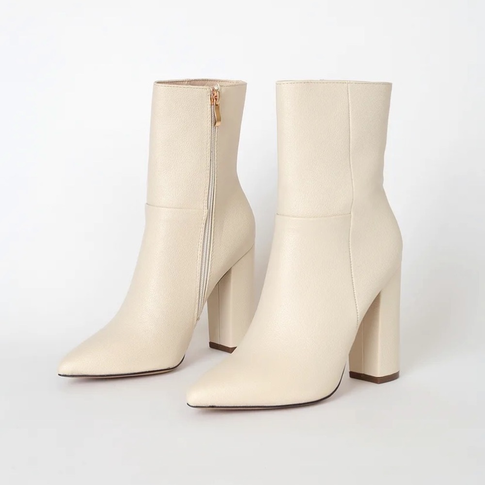 Ivory Pointed Toe Bootie